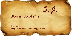 Sturm Jolán névjegykártya
